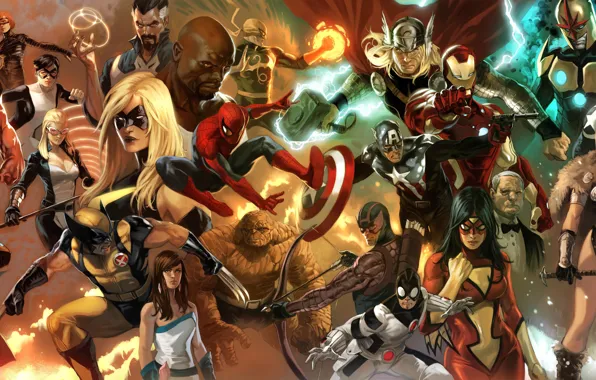 Picture spider-man, collage, x-men, comics, Superman, iron man, marvel, captain America