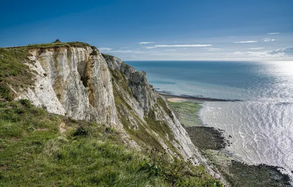 Wallpaper the sky, Sea, Grass, Rock for mobile and desktop, section ...