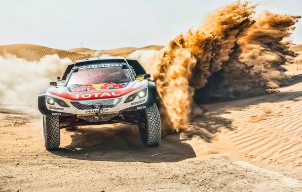 Sand, Auto, Sport, Machine, Speed, Race, Peugeot, Lights