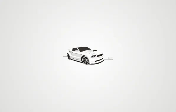 White, tuning, Ford, vector, mustang, art