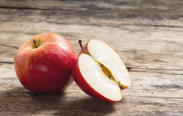 Picture apple, wood, fruit, half