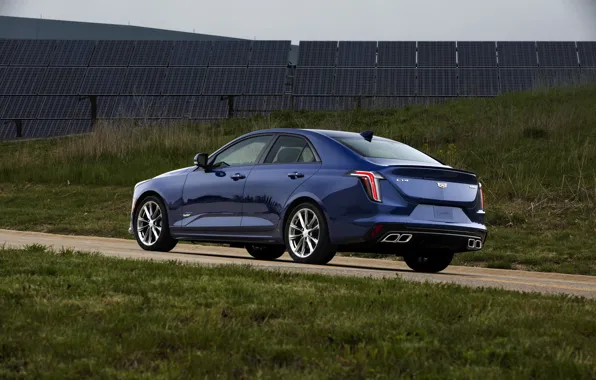 Blue, Cadillac, sedan, four-door, 2020, CT4-V