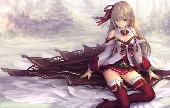 Girl, anime, art, sitting, tachikawa mushimaro