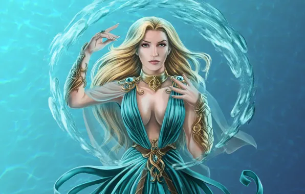 Picture water, girl, magic