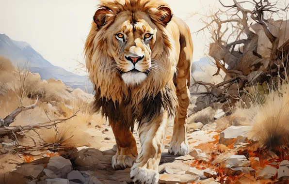 Nature, Leo, Fox, digital painting, Fox, digital art, imitation painting, AI art