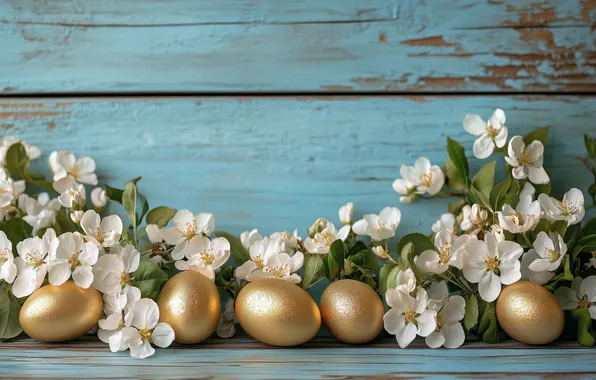 Flowers, branches, holiday, Board, eggs, spring, Easter, white