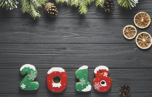 New year, spruce, cookies, 2018