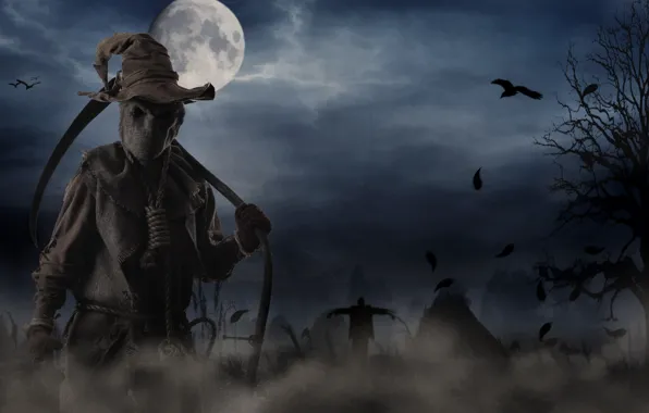 Field, The moon, Braid, The full moon, Scarecrow, Rope, Cap, Loop