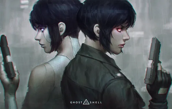Weapons, guns, art, Ghost in the shell, Ghost in the Shell, The Major