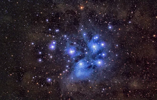 Picture space, stars, M45, Pleiades