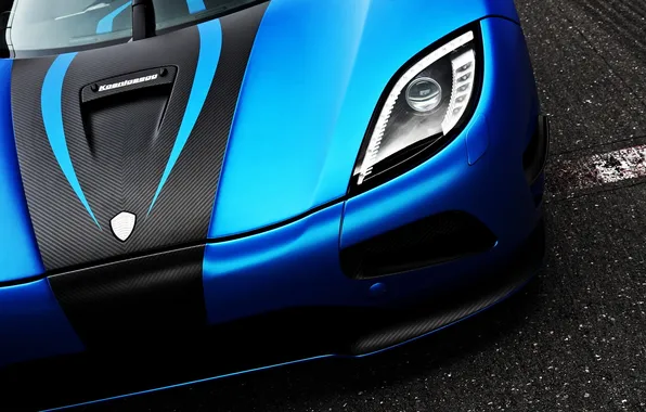 Blue, headlight, Koenigsegg, supercar, agera r