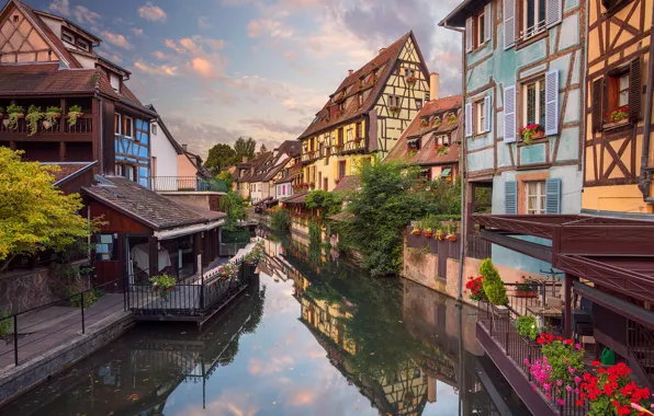 Picture flowers, reflection, France, home, channel, Colmar