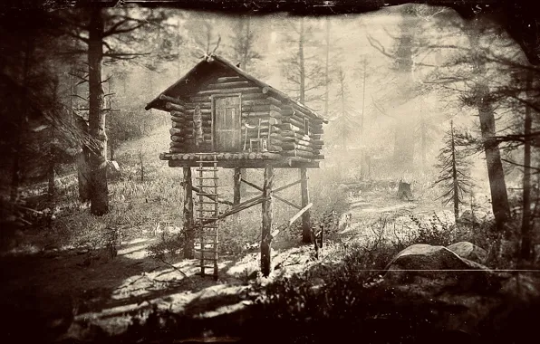 HDR, House, Game, Rocks, Trees, UHD, 4K, Red Dead Redemption 2