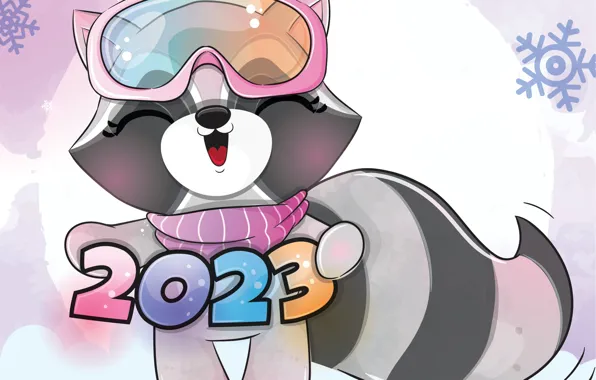 Graphics, figures, raccoon, New year, date, 2023, New Year 2023