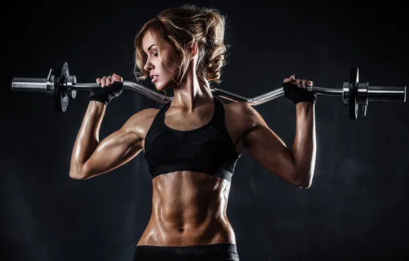 Picture girl, exercise, sports, barbell