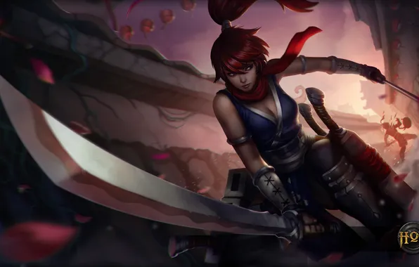 Chest, girl, night, killer, Heroes of Newerth, Swiftblade, Kissaki