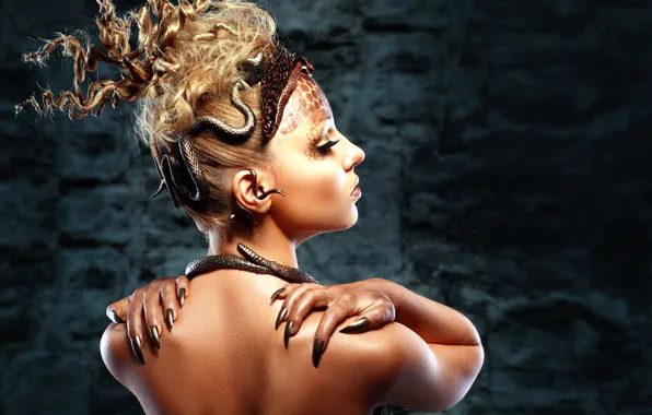Picture girl, hair, snake, hairstyle, Medusa