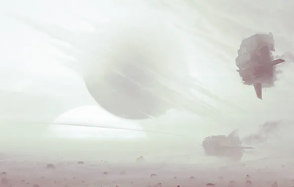Picture the sky, fog, art, ship