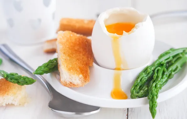 Egg, Breakfast, toast, asparagus, soft-boiled
