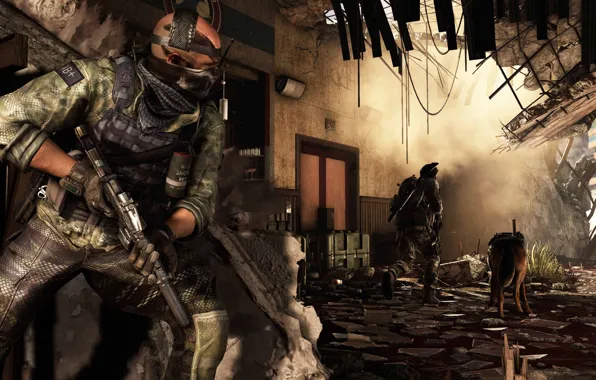 Gun, Call of Duty, weapon, dog, rifle, bald, Call of Duty: Ghosts, Call of Duty …