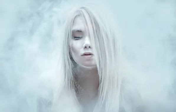 White, girl, portrait, powder