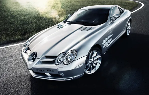 Mercedes-Benz, SLR, silver, Blik, Mercedes Benz, silvery, Tomirri photography