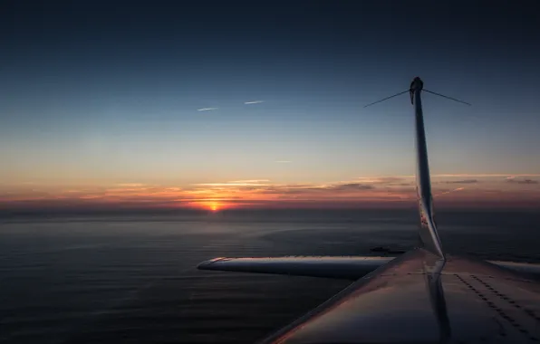 Sunset, the plane, Cessna