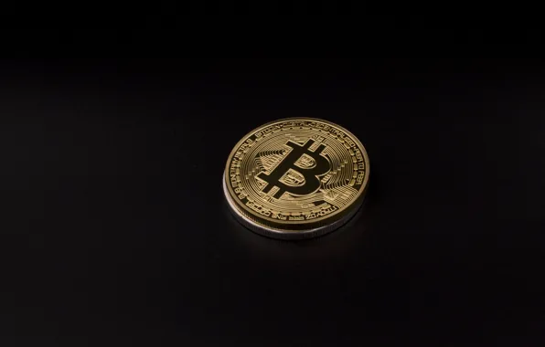 Gold, black, coin, bitcoin, bitcoin, btc