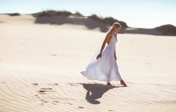 BLONDE, SAND, DRESS, SHORE, SUNDRESS