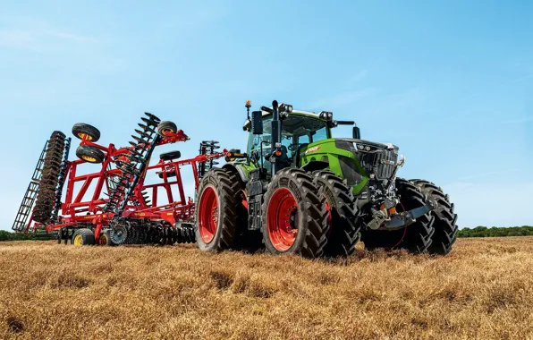 Field, the sky, work, tractor, cabin, drives, wheel, big wheels