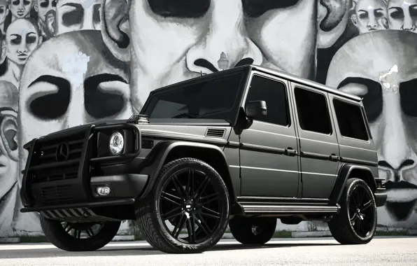 Picture Mercedes, black, AMG, G55, with, matte, full, wrap