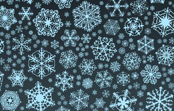 Winter, snowflakes, background, texture, wallpaper, Blue, background, Snowflakes