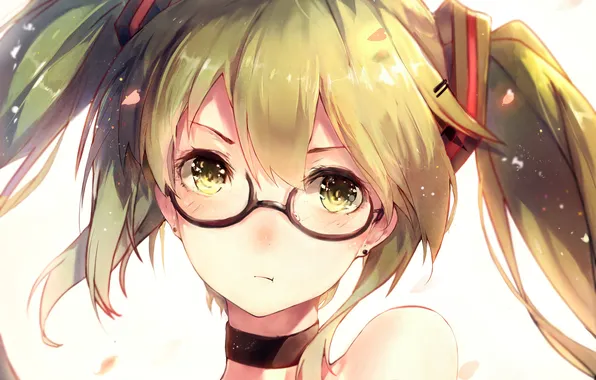 Picture girl, anime, art, glasses, tattoo, vocaloid, hatsune miku, hadean92