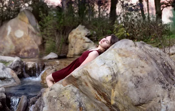 Picture girl, stones, mood