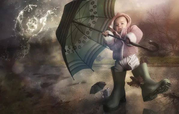 Picture background, umbrella, child