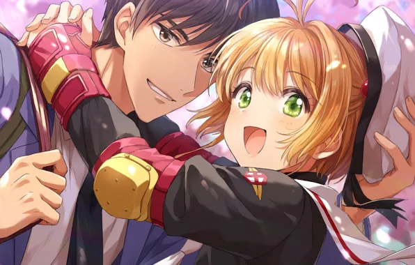 Girl, guy, Card Captor Sakura, hugs