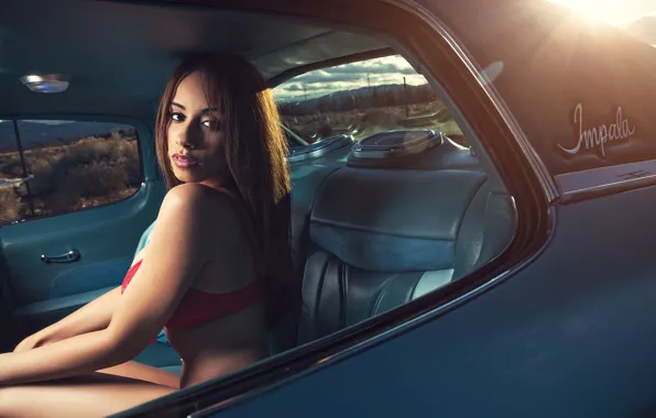 Girl, Auto, Look, Chevrolet, Salon, Girl, Model, Impala