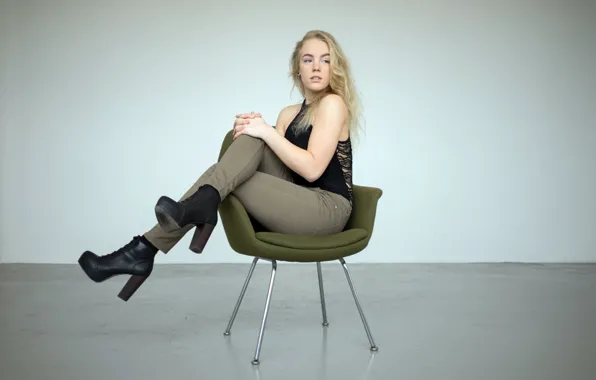 Girl, chair, Flora