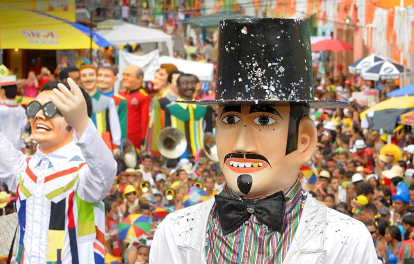 Picture carnival, Brazil, giant puppets, Pernambuco, Olinda