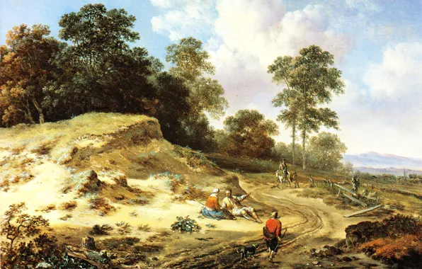 Picture landscape, picture, Ian Vanants, Jan Is A, The road from the Dunes with Peasants and …