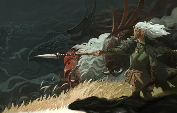 Monster, Warrior, Spear