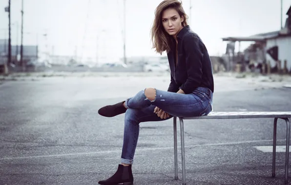 Picture look, girl, model, jeans, actress, beauty, jessica alba, latina