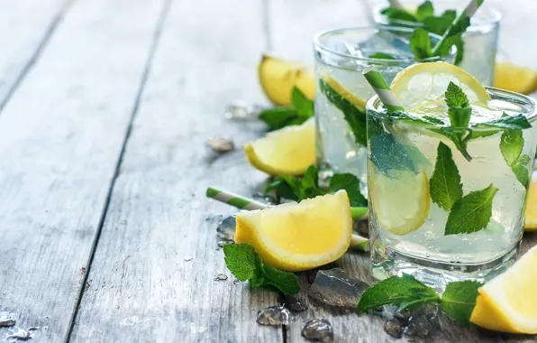 Lemon, mint, lemonade