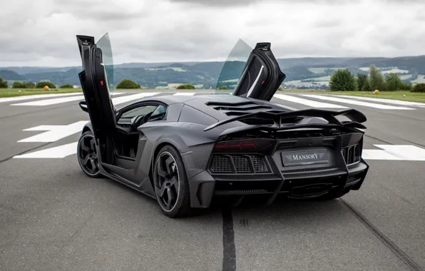 Wallpaper Lamborghini Rear View Open Doors Aventador Mansory Carbonado For Mobile And