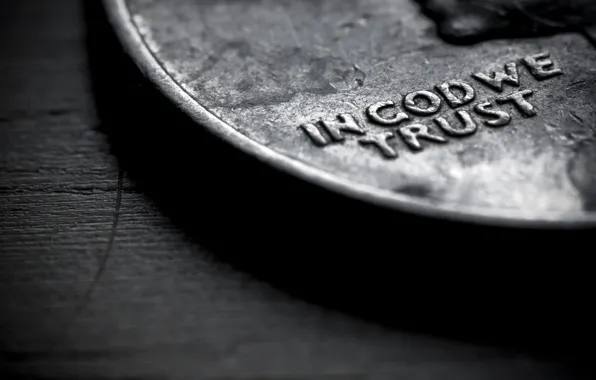 Picture macro, words, in god we trust, coin