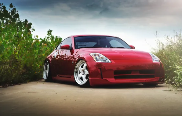 Red, before, red, Nissan, Nissan, 350Z, stance