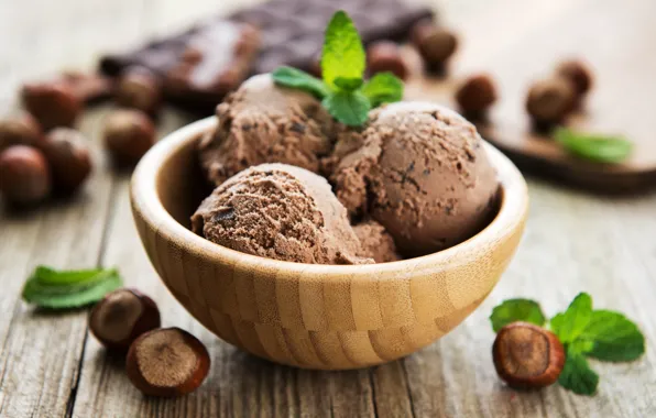 Balls, chocolate, ice cream, nuts, dessert, hazelnuts, chocolate, Olena Rudo