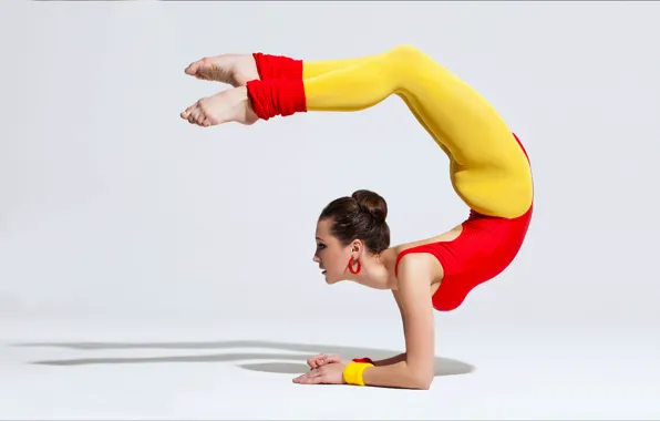 Picture sexy, vintage, girls, yellow, stockings, exercise, sports, yoga