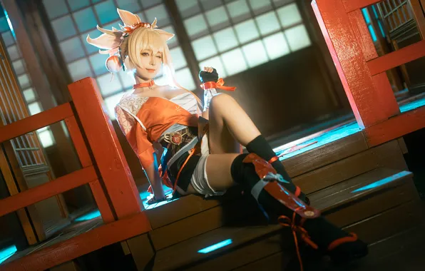 Asian, model, women, cosplay, Genshin Impact, Yoimiya, Chun Momo