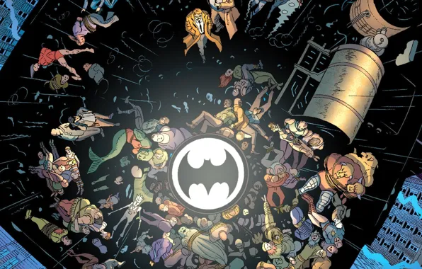 Rain, Cops, Roof, Bat, Comic, Police, Spotlight, Police